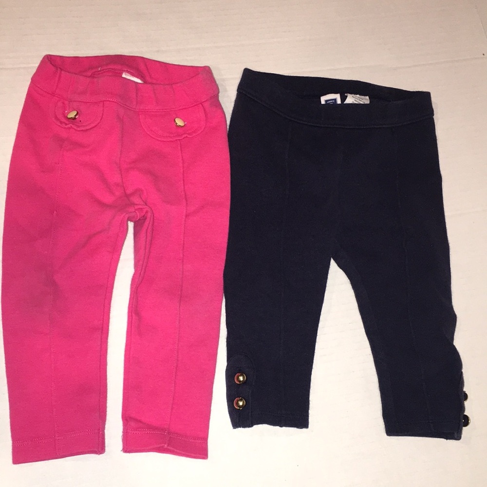 Janie & Jack Toddler Girl Legging Bottoms | Bundle Of Two | Pink Navy | 12-18 M
